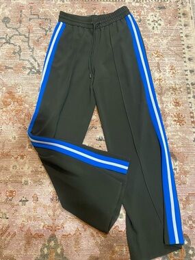 Me + Em Track Pants Olive with Blue Stripe